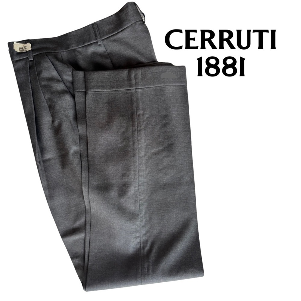 Cerruti 1881 High Waisted Cuffed Grey Soft Lightweight Virgin Wool Trousers 6